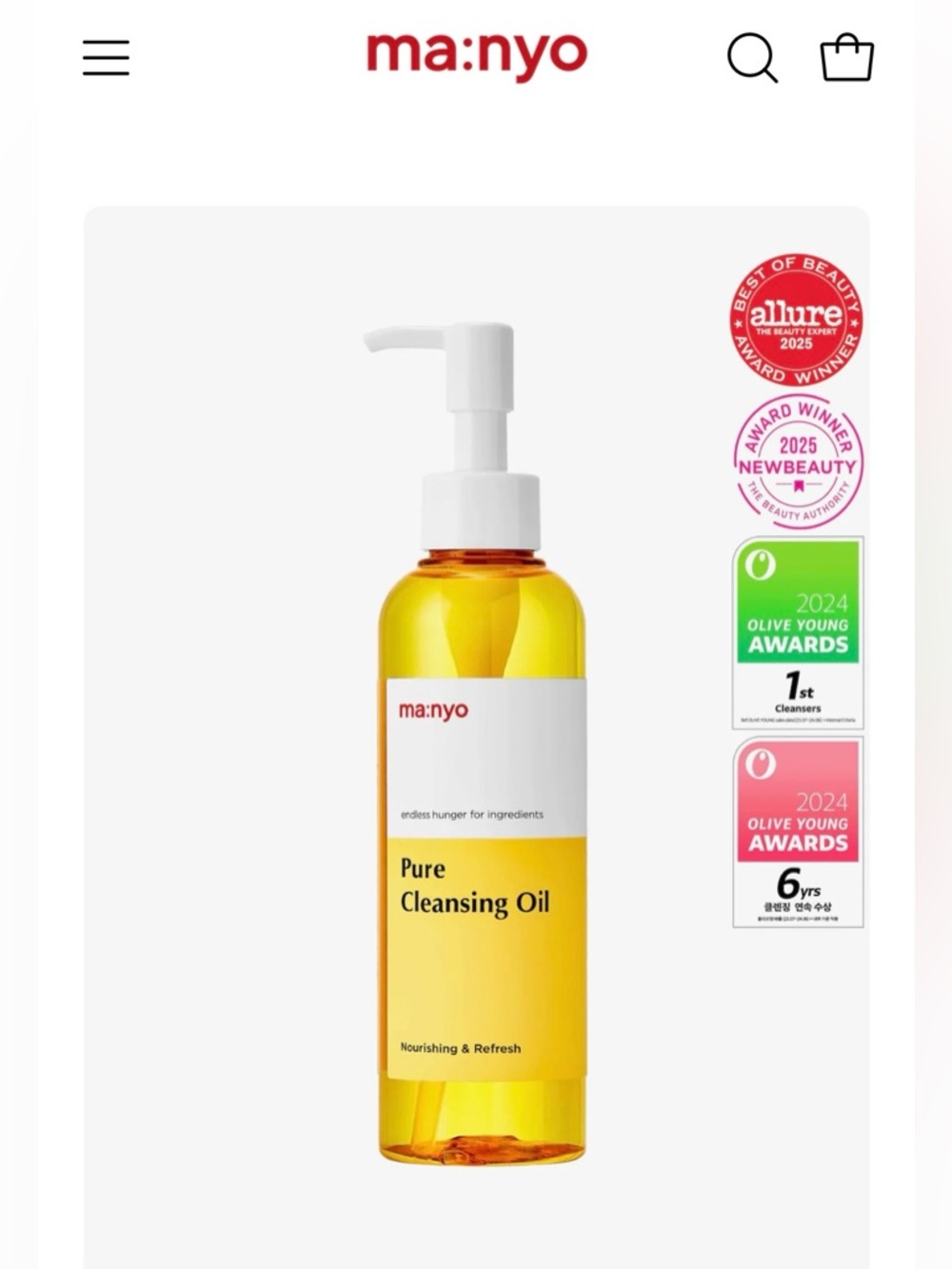 Ma:nyo Pure Cleansing Oil - Brand New 200ml bottle